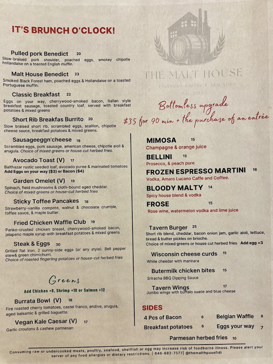 The Malt House Menu - Image 1